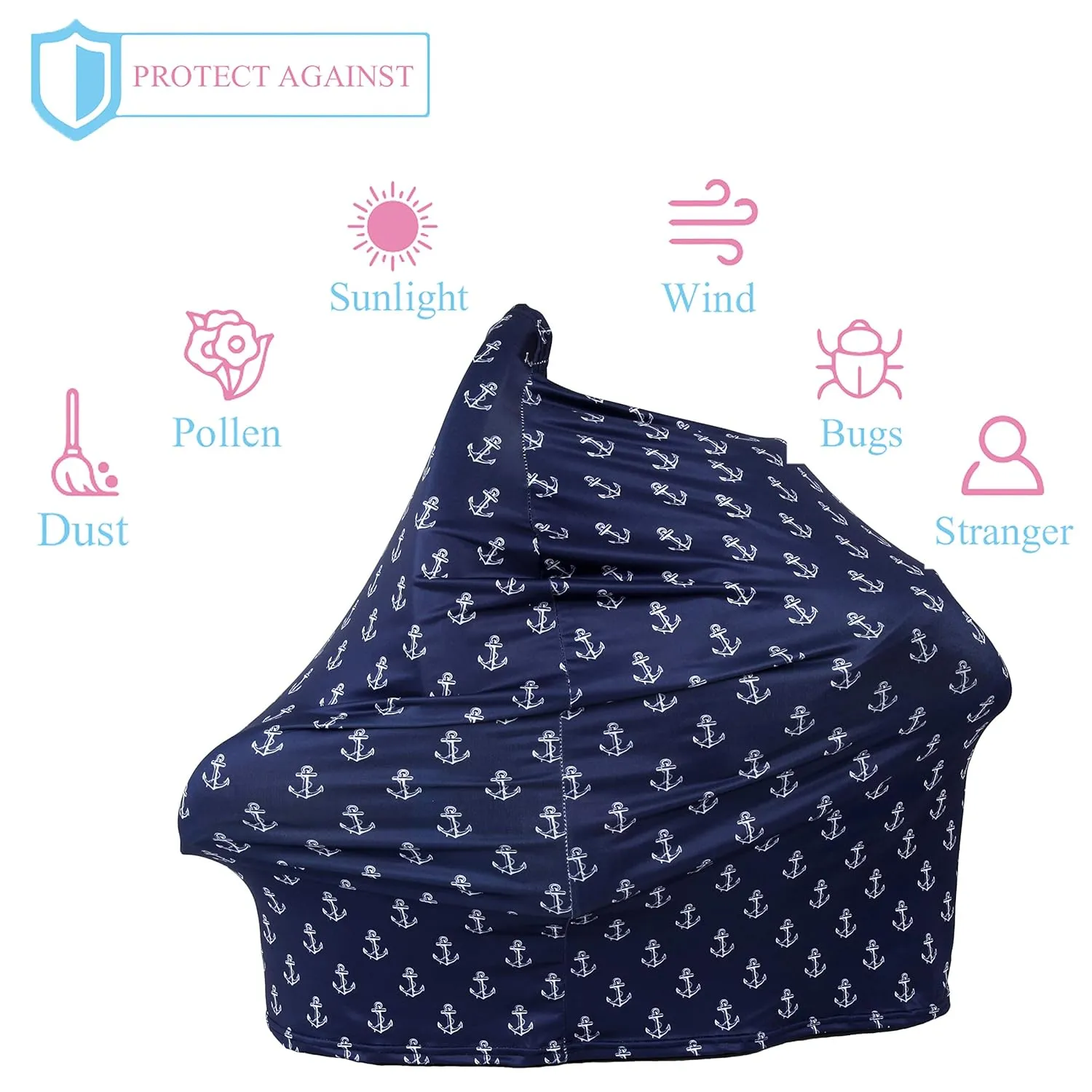 TUOKING Car Seat Covers for Babies, Multi-Use Cover-Silky Mom Nursing Cover Infant Breastfeeding Scarf Shopping Cart High Chair Ultra-Soft Stretchy for Boys and Girls Anchor