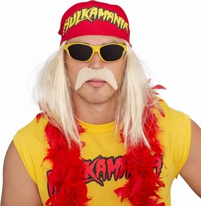 TV Store Hulk Hogan Hulkamania Adult Complete Costume Set | Yellow Sunglasses/Yellow Bandana