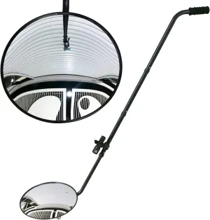 Under Vehicle Inspection Mirror - 12 Inch Convex Search Mirror with Wheels and LED Light for Security Check Under Cars, Trucks and Equipments