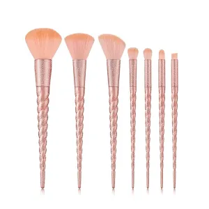 Unicorn 7pc Makeup Brush Set - Synthetic Bristles for Foundation, Blush, Eyes, Contour