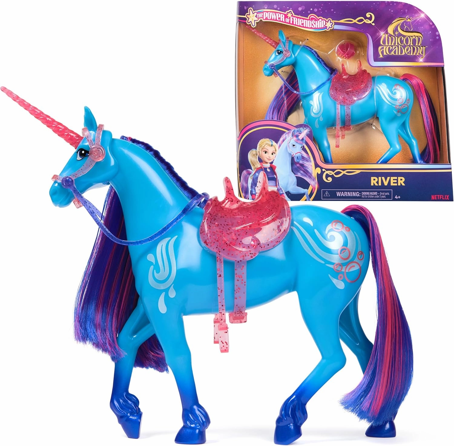 Unicorn Academy, Power of Friendship River with Translucent Saddle & Bridle, 11”, Dolls & Unicorn Toys for Girls Ages 4 and up