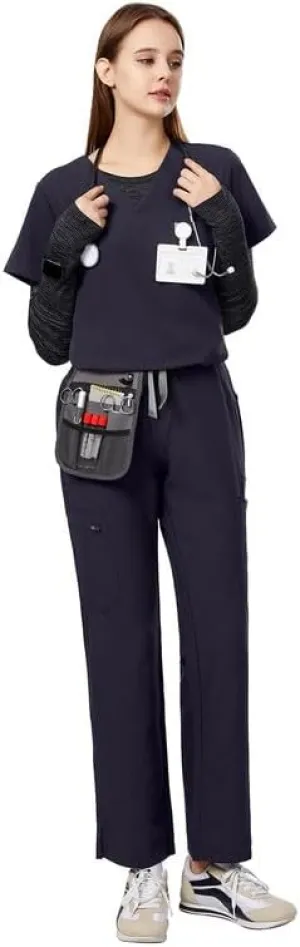 Uniforms World Track Scrubs Set for Women — Classic fit Top & Straight Pants, Yoga Waistband, 9 Pockets, Anti-Wrinkle