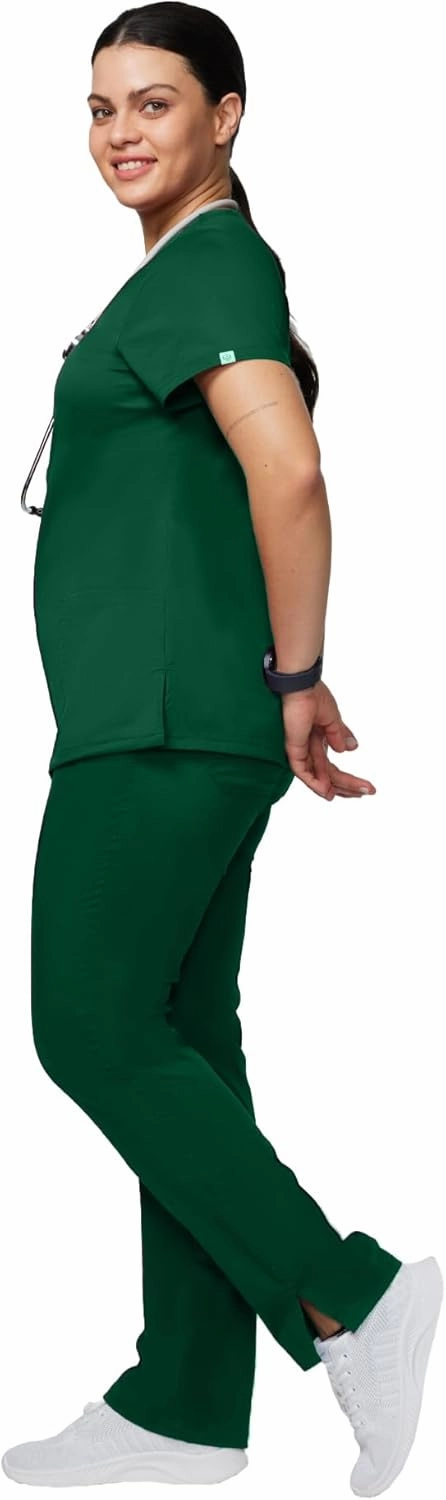 Uniforms World Alyssa Scrubs Set for Women — Classic fit Top & Straight Pants, Elastic Waistband, 7 Pockets, Anti-Wrinkle
