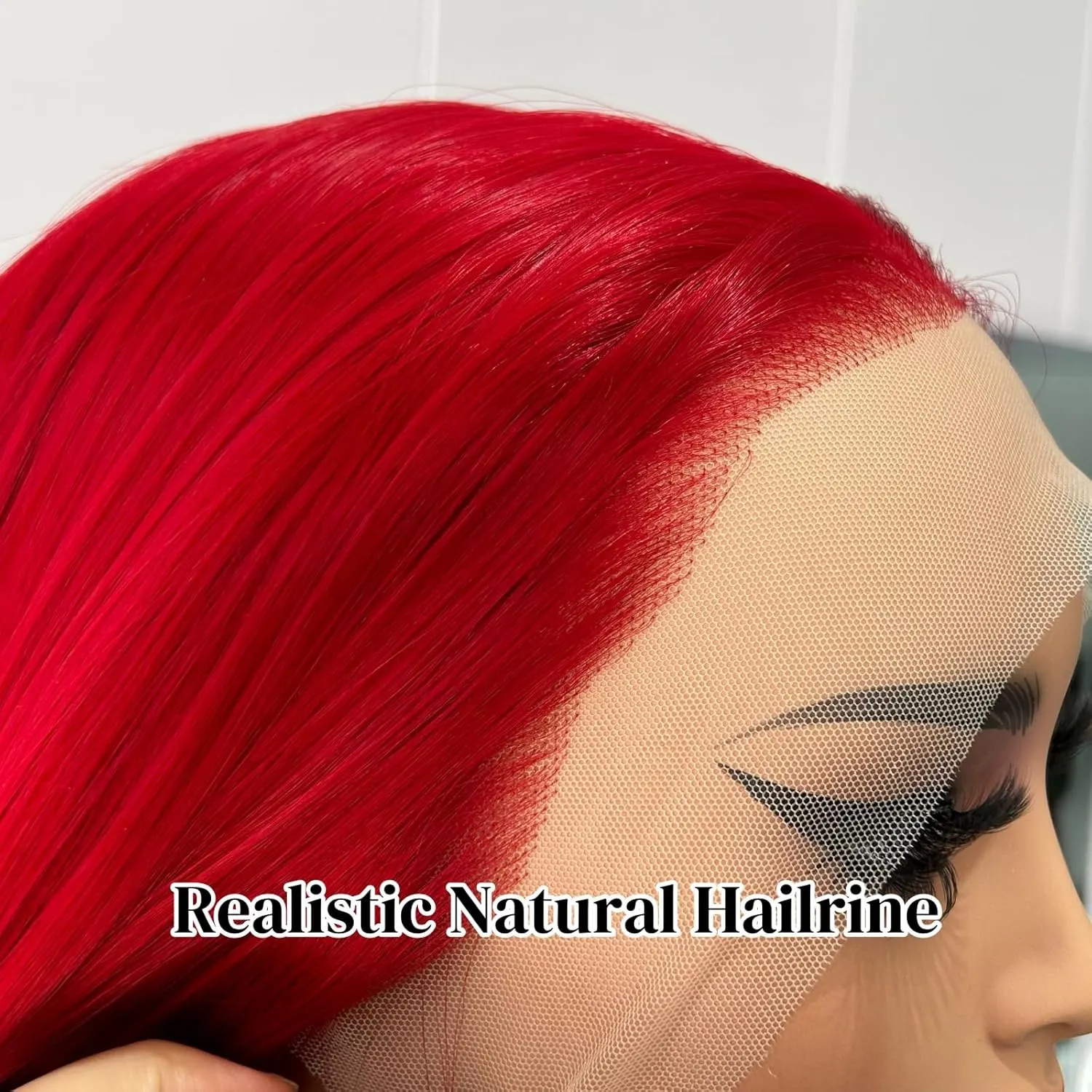 Unique Red Wig Long Straight Lace Front Wig Free Part Pre Plcuked Glueless Synthetic Wig Dark Red Straight Wig Heat Resistant Fiber Wigs for Women Daily Party Cosplay