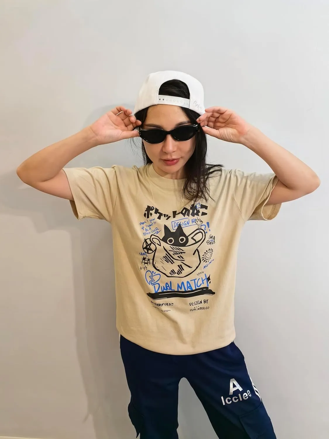 Unisex Cartoon T-Shirts Harajuku Kawaii Cat Letter Printed Short Sleeve Tees Couple Loose Clothes Y2K Tops