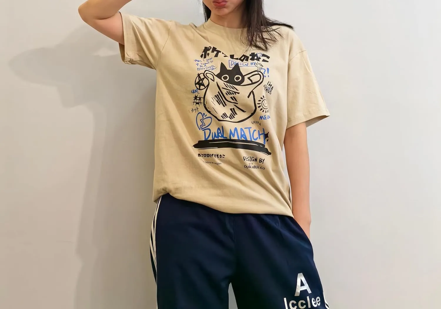 Unisex Cartoon T-Shirts Harajuku Kawaii Cat Letter Printed Short Sleeve Tees Couple Loose Clothes Y2K Tops