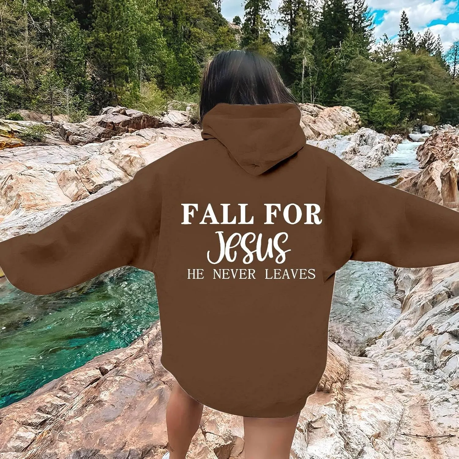 Unisex Casual Inspirational Jesus Saves Hoodie Crew Neck Religious Faithful Shirt Long Sleeve Fashion Religious God