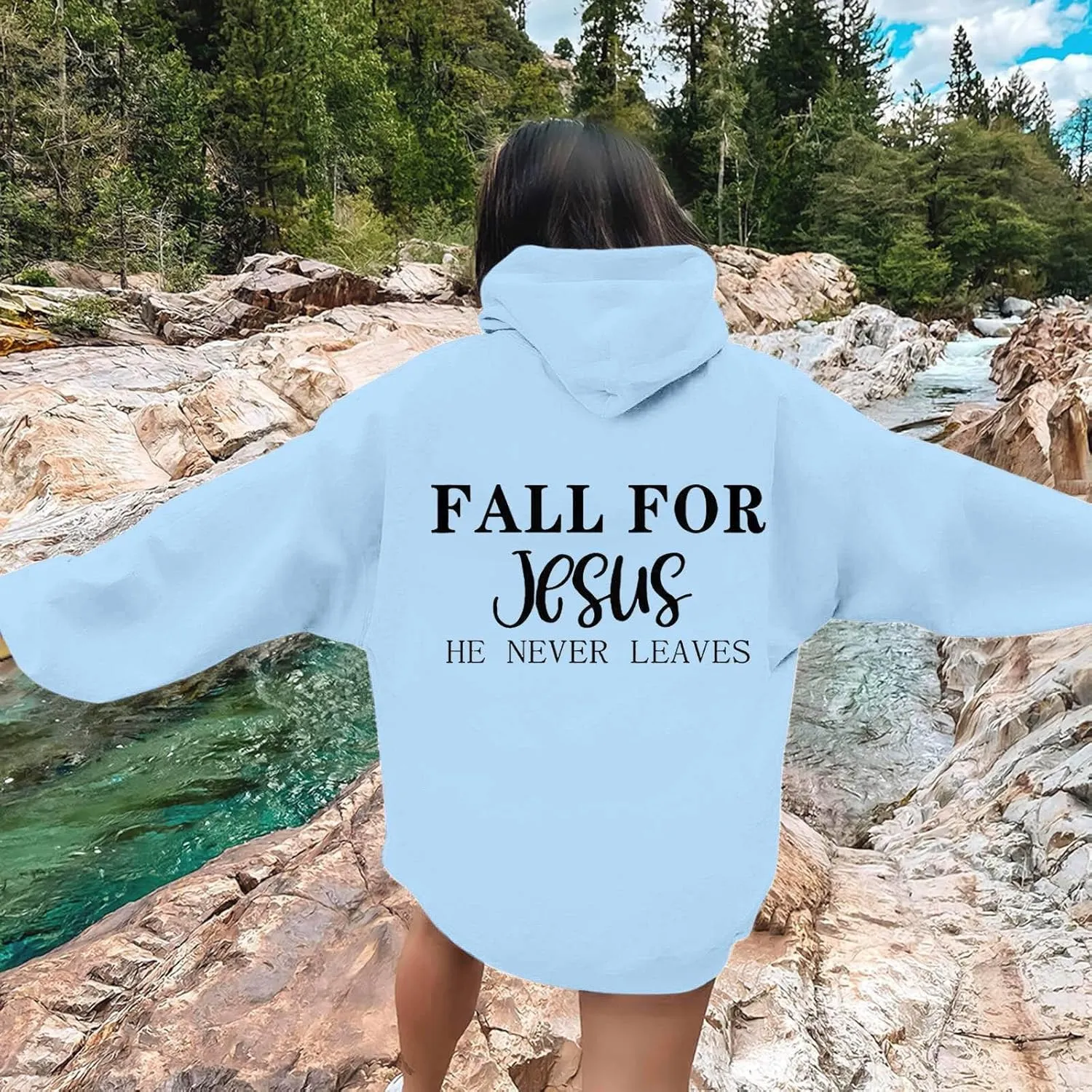 Unisex Casual Inspirational Jesus Saves Hoodie Crew Neck Religious Faithful Shirt Long Sleeve Fashion Religious God
