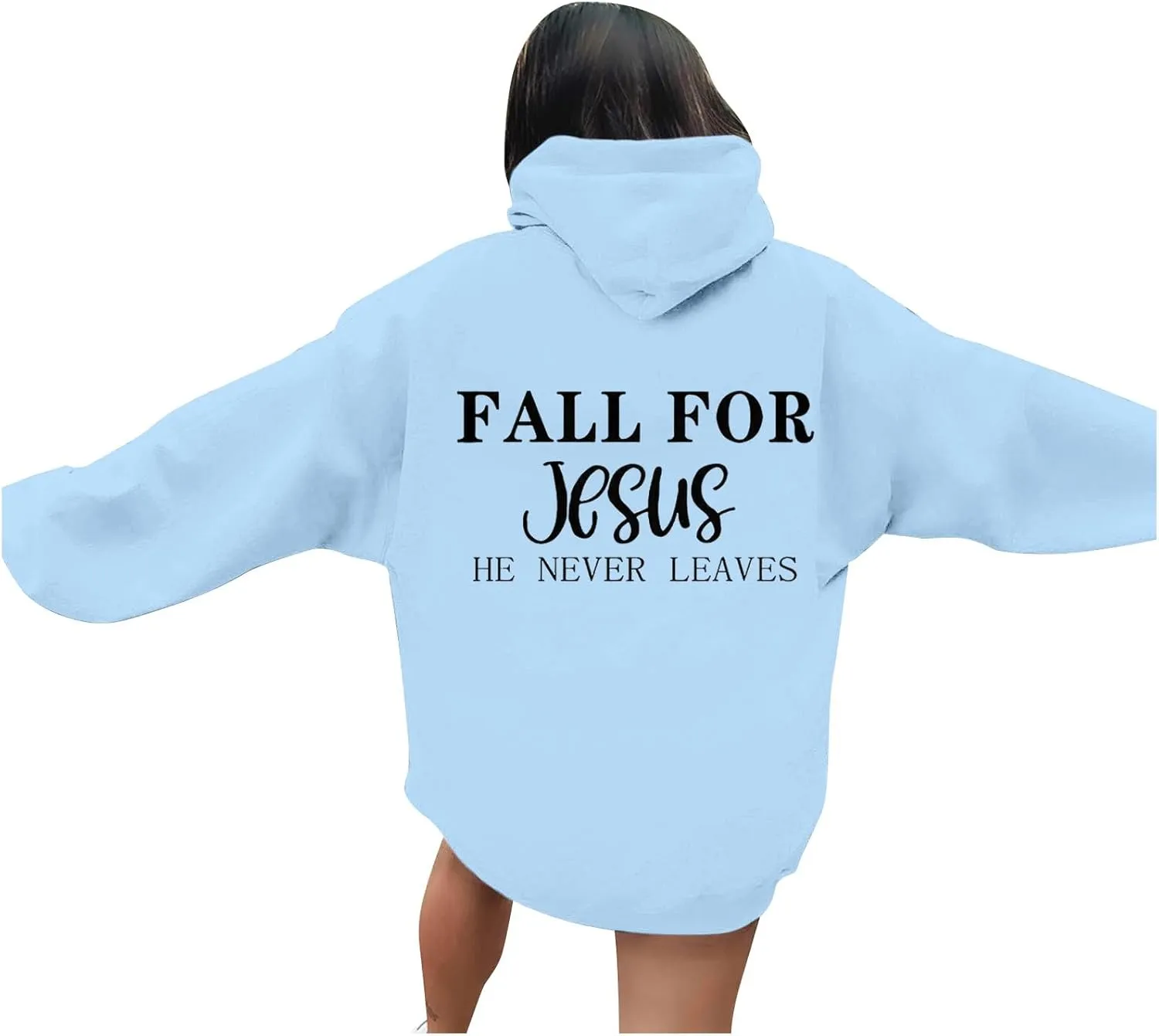 Unisex Casual Inspirational Jesus Saves Hoodie Crew Neck Religious Faithful Shirt Long Sleeve Fashion Religious God