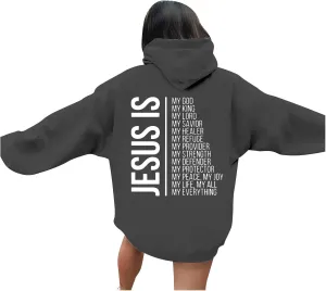Unisex Letter Bible Verse Jesus Hoodie Hooded Spirit Oversized Fashion Faith Over Fear Christian Hoodies Casual Cross Crewneck with Hood Womens Religious God Faith Over Fear Hoodie Christ