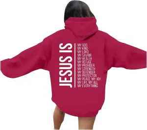 Unisex Letter Bible Verse Jesus Hoodie Hooded Spirit Oversized Fashion Faith Over Fear Christian Hoodies Casual Cross with Hood Crewneck Women's Christian Graphic Hoodies Jesus Loves You