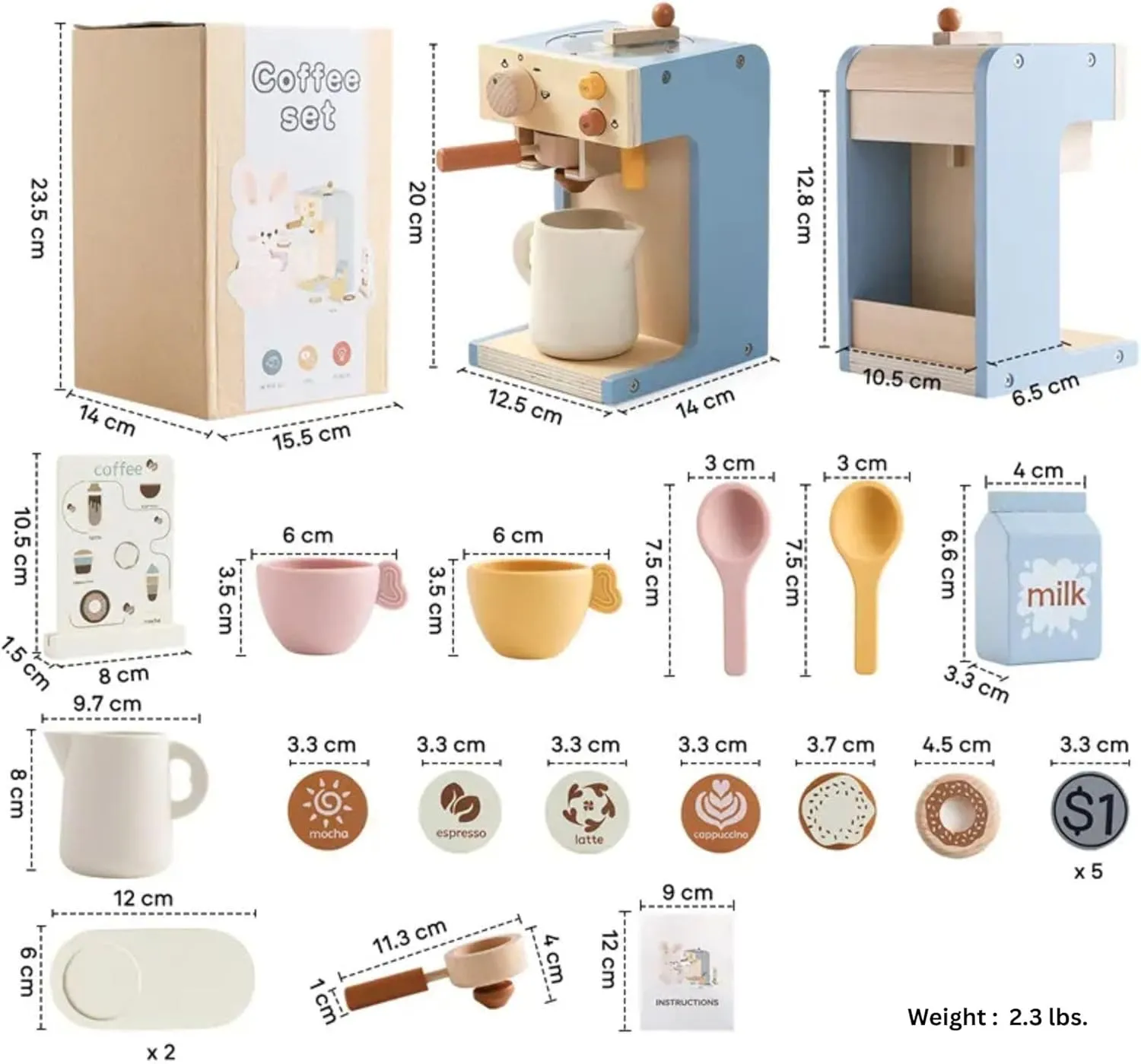 Unisex Wooden Coffee Machine Pretend Play Toy Set – Educational Role Play Toy for Kids 3  – Eco-Friendly, BPA-Free, Fun Learning Tool for Motor Skills & Social Play