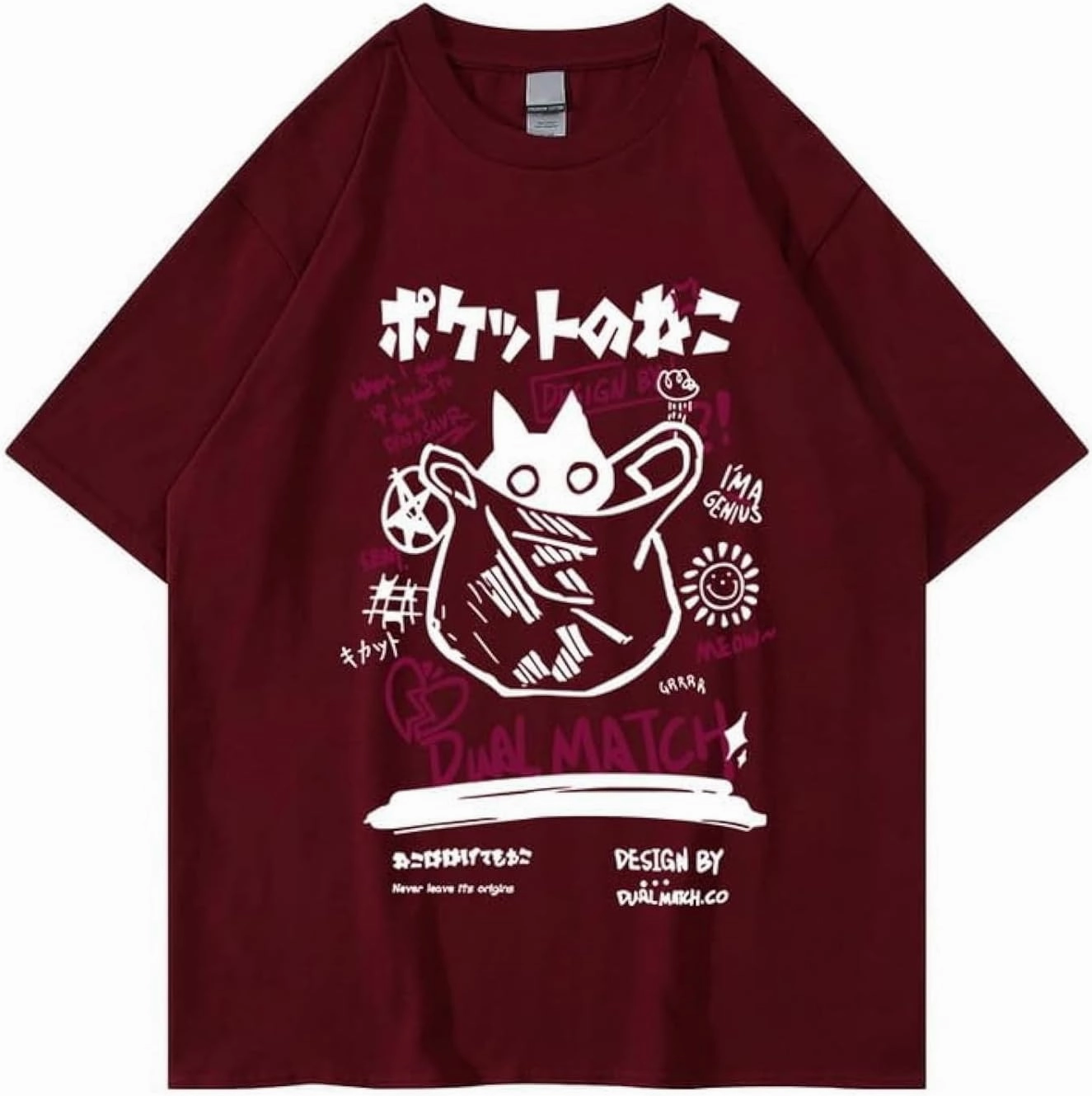 Unisex Cartoon T-Shirts Harajuku Kawaii Cat Letter Printed Short Sleeve Tees Couple Loose Clothes Y2K Tops