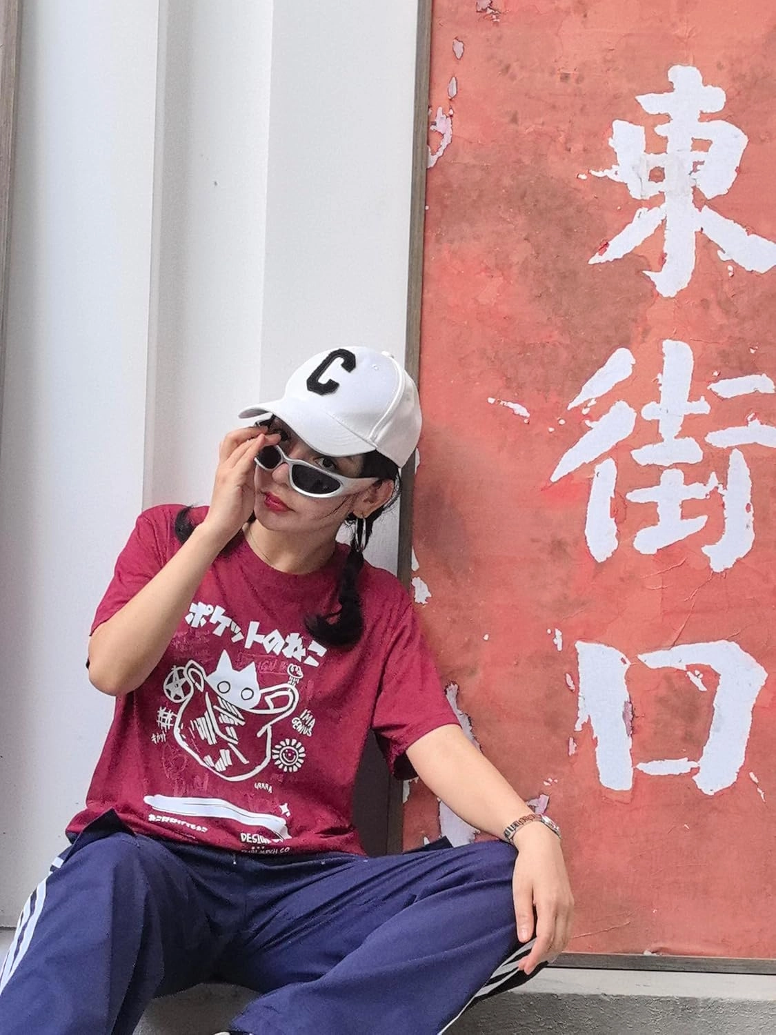 Unisex Cartoon T-Shirts Harajuku Kawaii Cat Letter Printed Short Sleeve Tees Couple Loose Clothes Y2K Tops