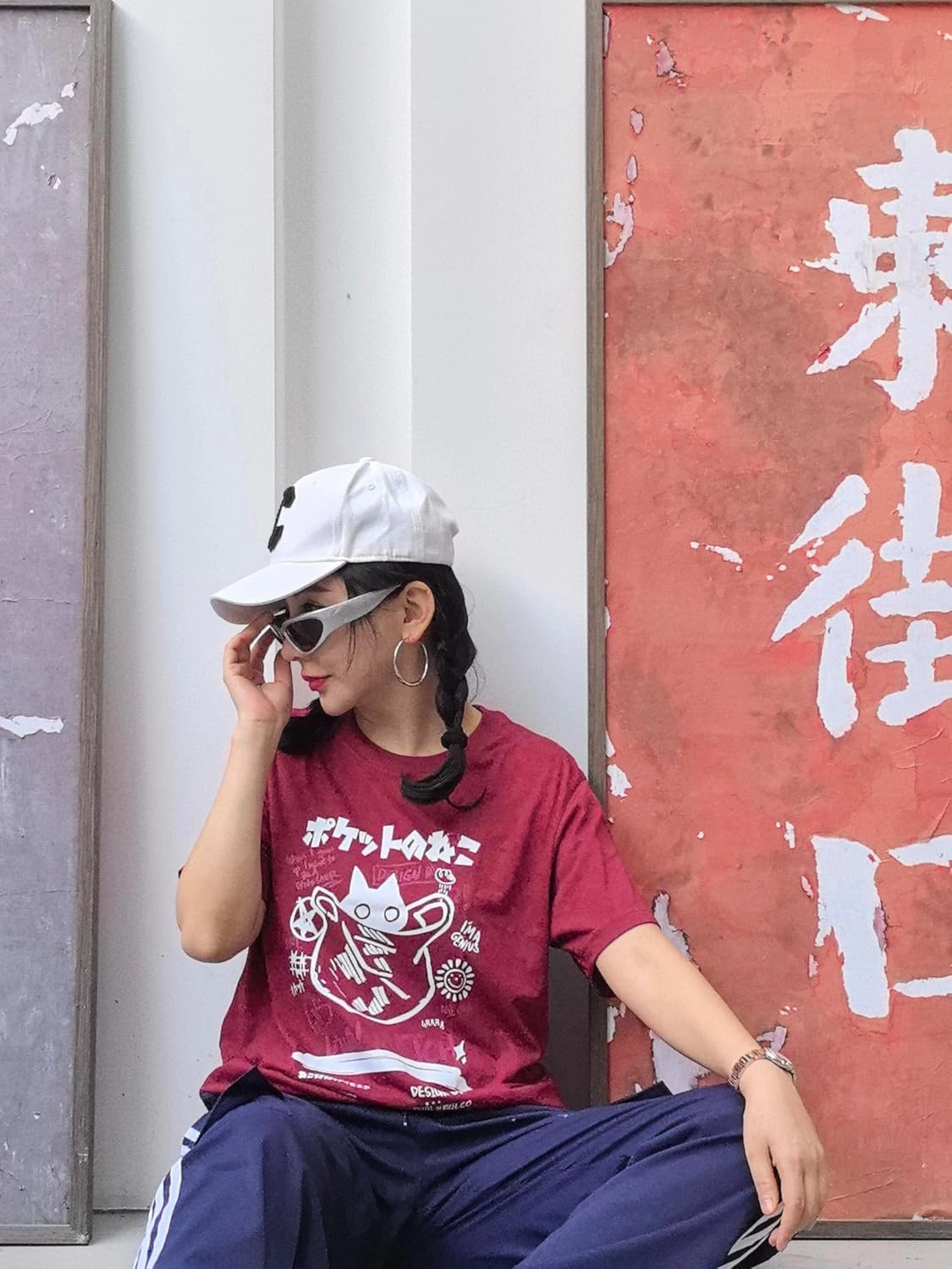 Unisex Cartoon T-Shirts Harajuku Kawaii Cat Letter Printed Short Sleeve Tees Couple Loose Clothes Y2K Tops