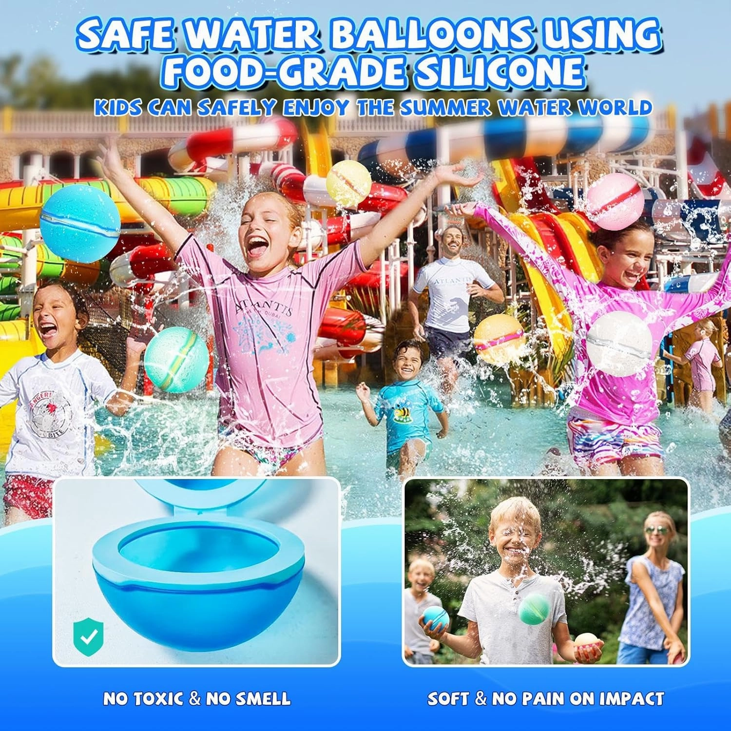 Upgrade Reusable Water Balloons, Magnetic Silicone Refillable Water splash balls,Quick-Fill, Durable & Leak-Proof, Perfect for Outdoor Summer Water Fun