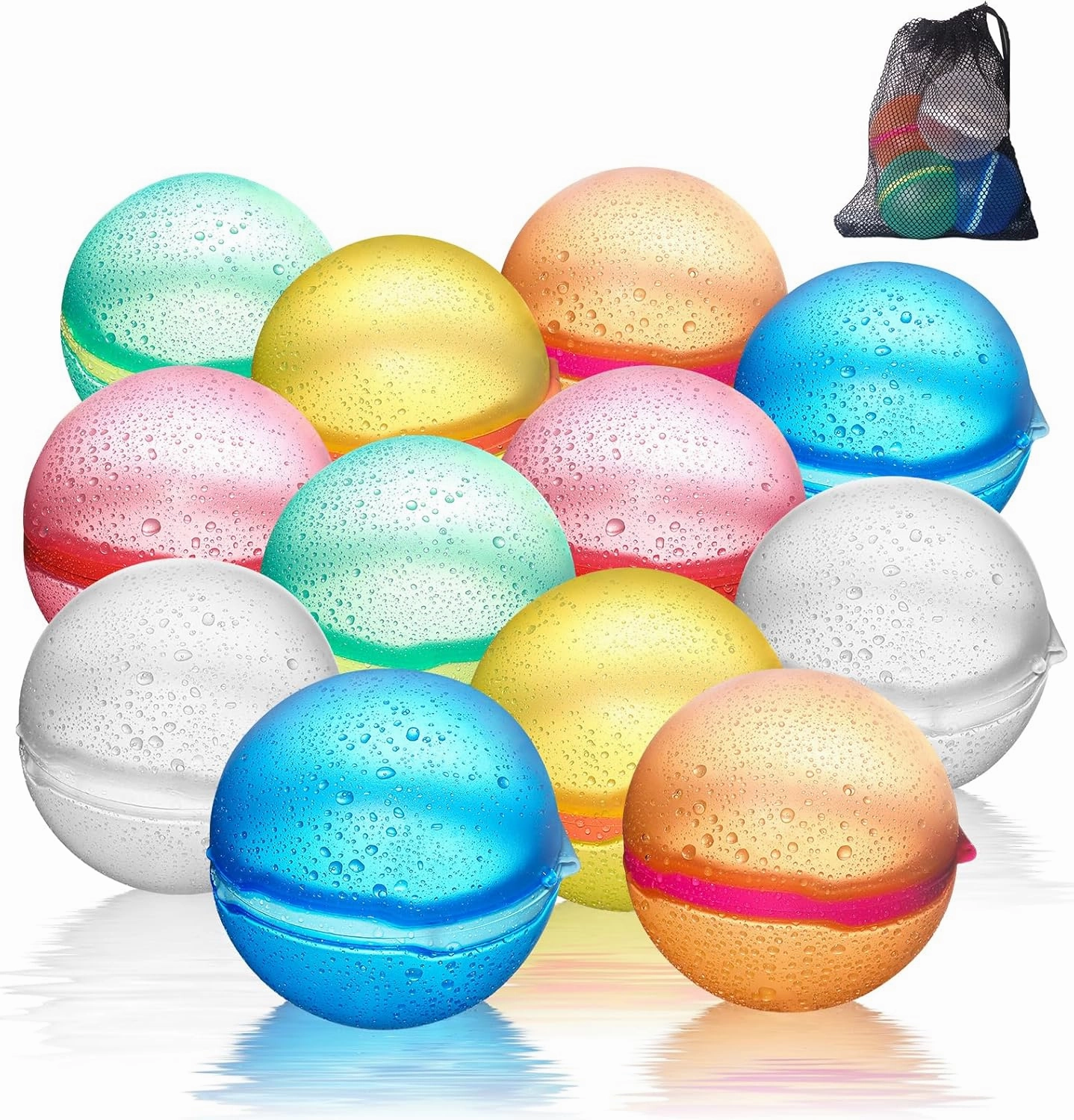 Upgrade Reusable Water Balloons, Magnetic Silicone Refillable Water splash balls,Quick-Fill, Durable & Leak-Proof, Perfect for Outdoor Summer Water Fun