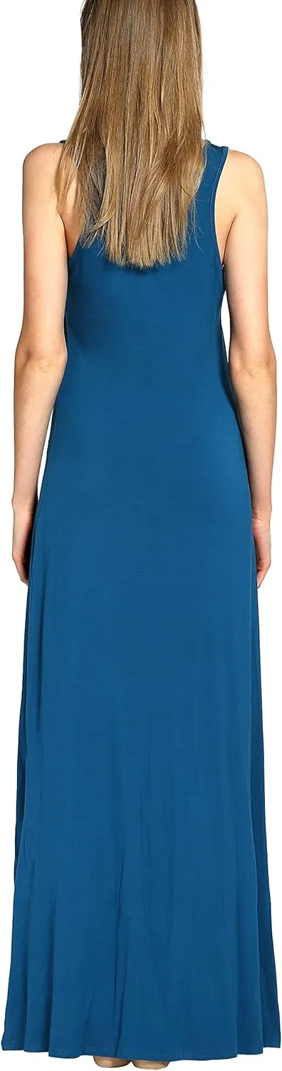 Urban CoCo Women's Scoop Neck Solid Sleeveless Summer Beach Tank Top Casual Maxi Dress
