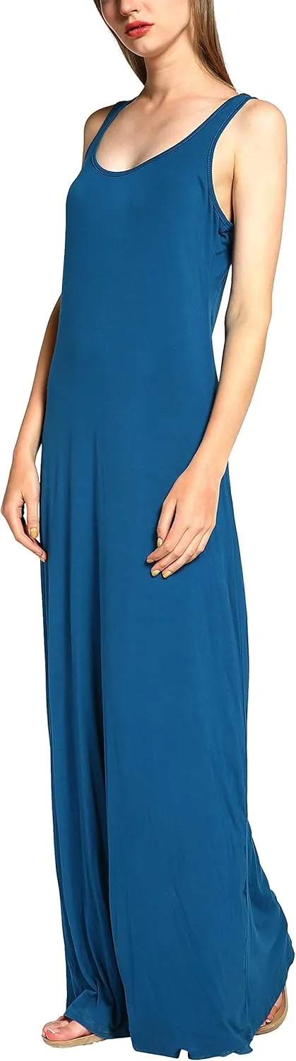 Urban CoCo Women's Scoop Neck Solid Sleeveless Summer Beach Tank Top Casual Maxi Dress