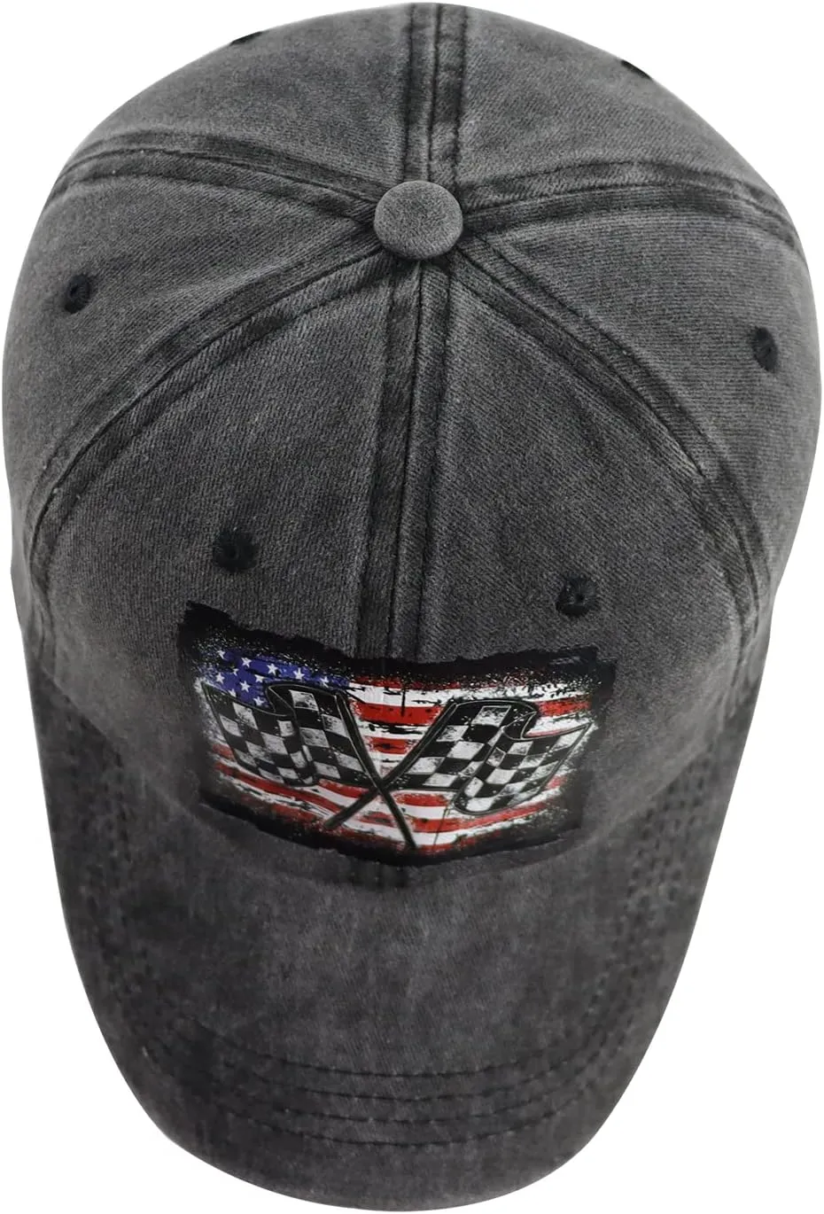 USA Race Car Checkered Flag Hat for Men Women, Funny Adjustable Cotton Racing Baseball Cap