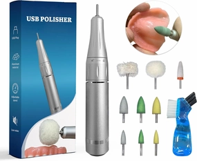 USB Polishing Machine, Portable Electric Mini Polisher 35000 RPM for Edge Correction Smoothing After Repair Cleaning Creating a Shiny Surface, Polishing Head Set with Step-by-Step Instructions