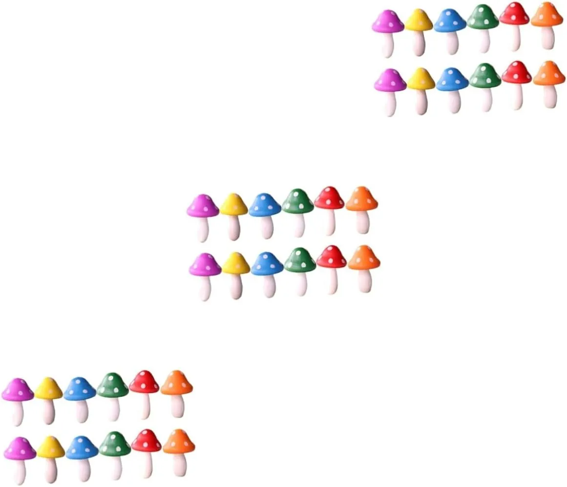 VANZACK 36pcs Mini Mushroom Ornaments Wood Miniature Decor for Dollhouses and Home Accessories Cute Mushroom Sculptures for Boys and Girls and