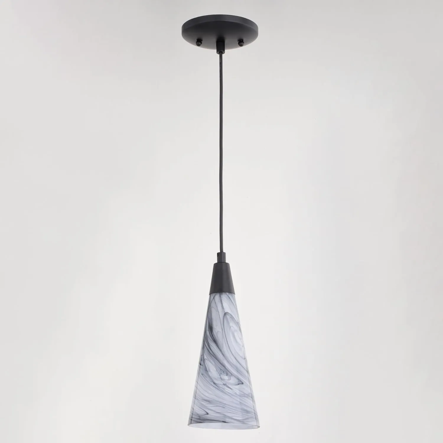 VAXCEL Milano LED Compatible Matte Black Transitional Mini Pendant Ceiling Light Multi Color Art Glass
