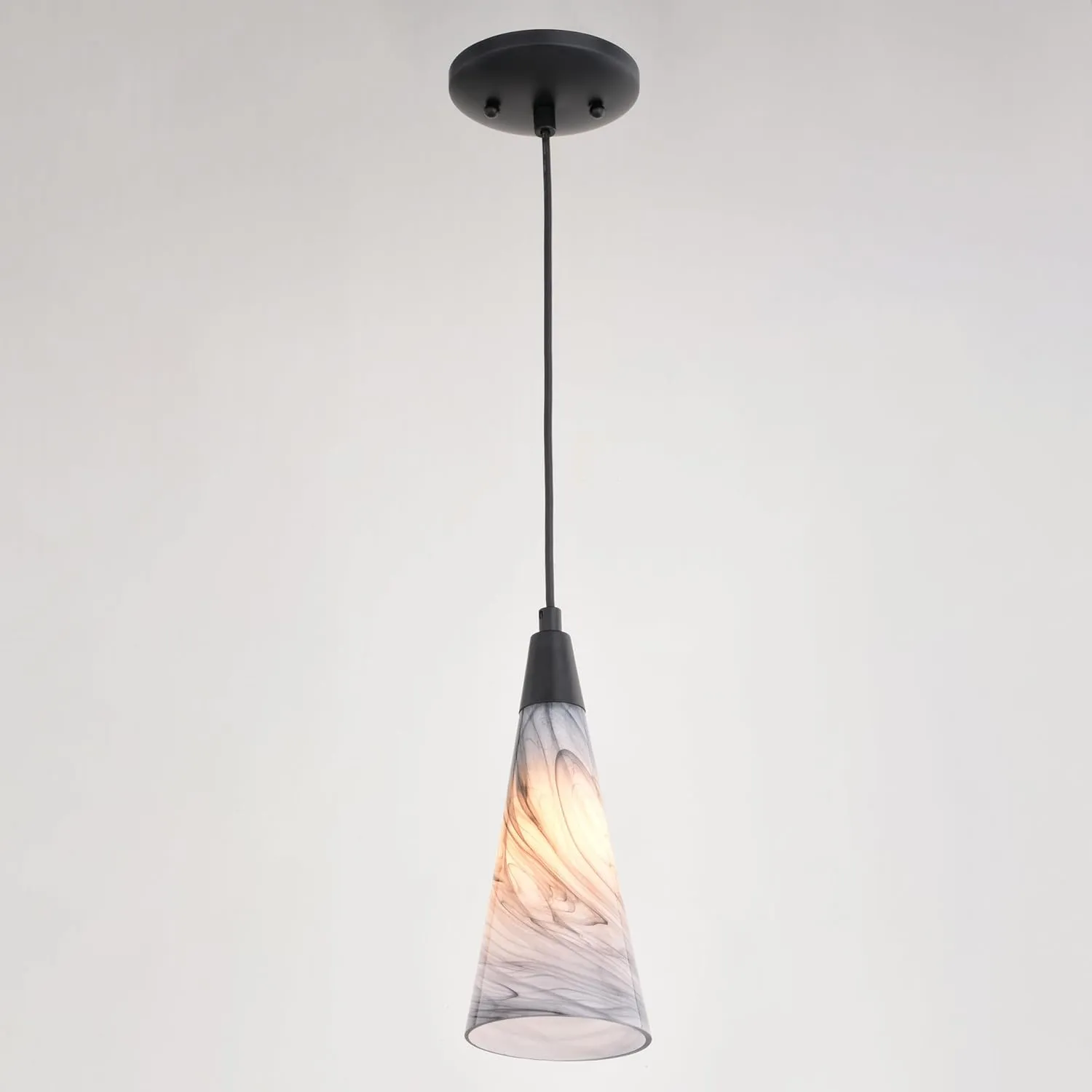 VAXCEL Milano LED Compatible Matte Black Transitional Mini Pendant Ceiling Light Multi Color Art Glass