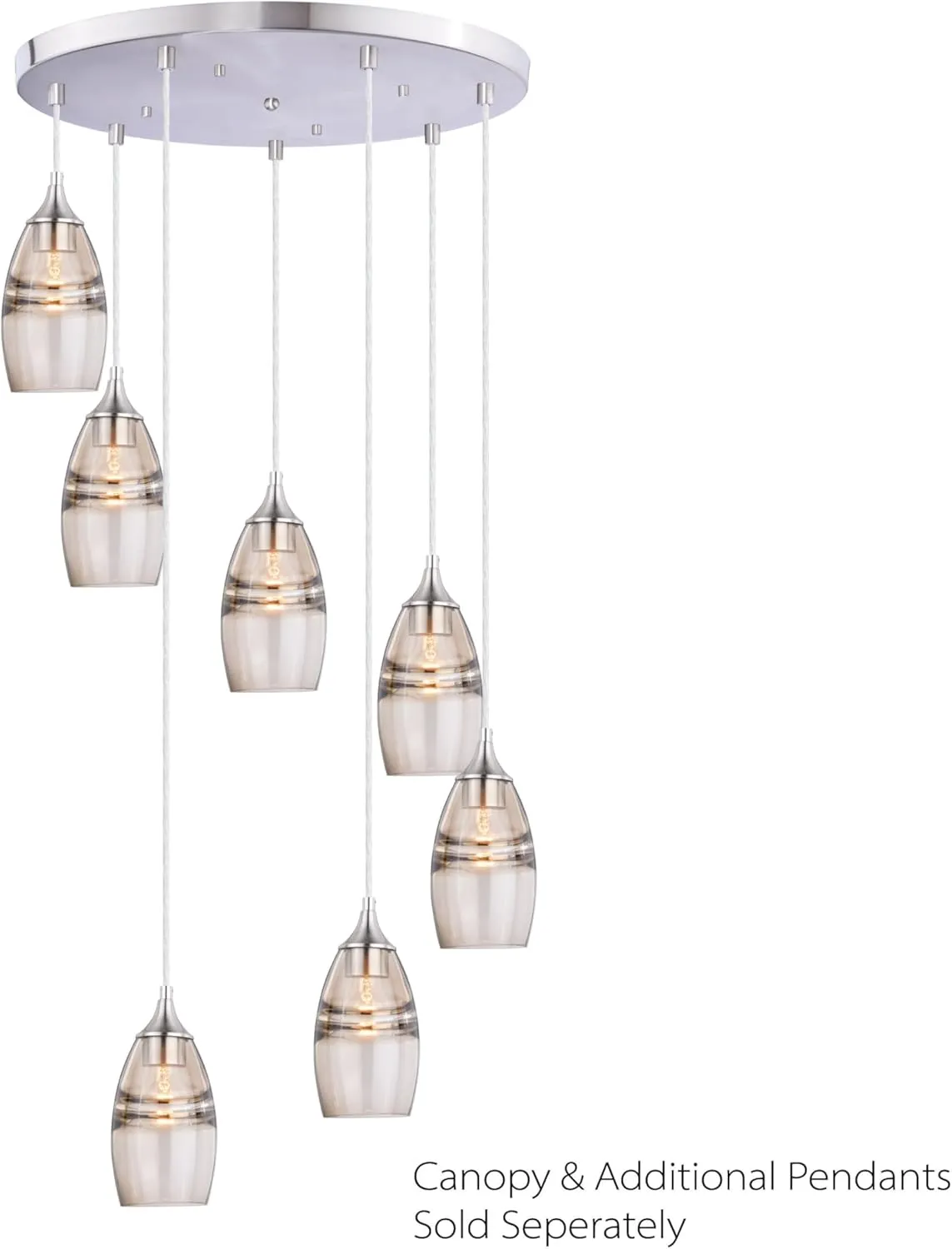 VAXCEL Milano Satin Nickel Mini Pendant Ceiling Light Amber Fog Glass