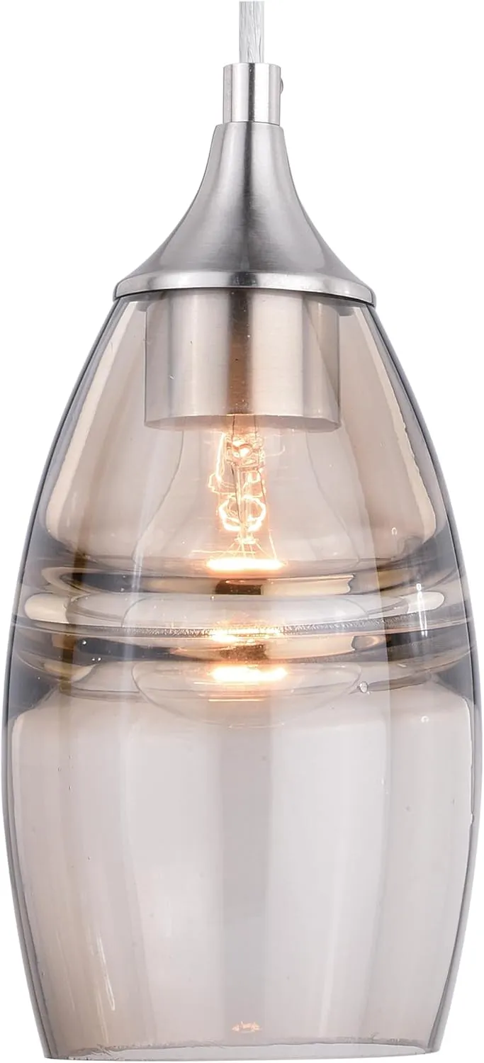 VAXCEL Milano Satin Nickel Mini Pendant Ceiling Light Amber Fog Glass
