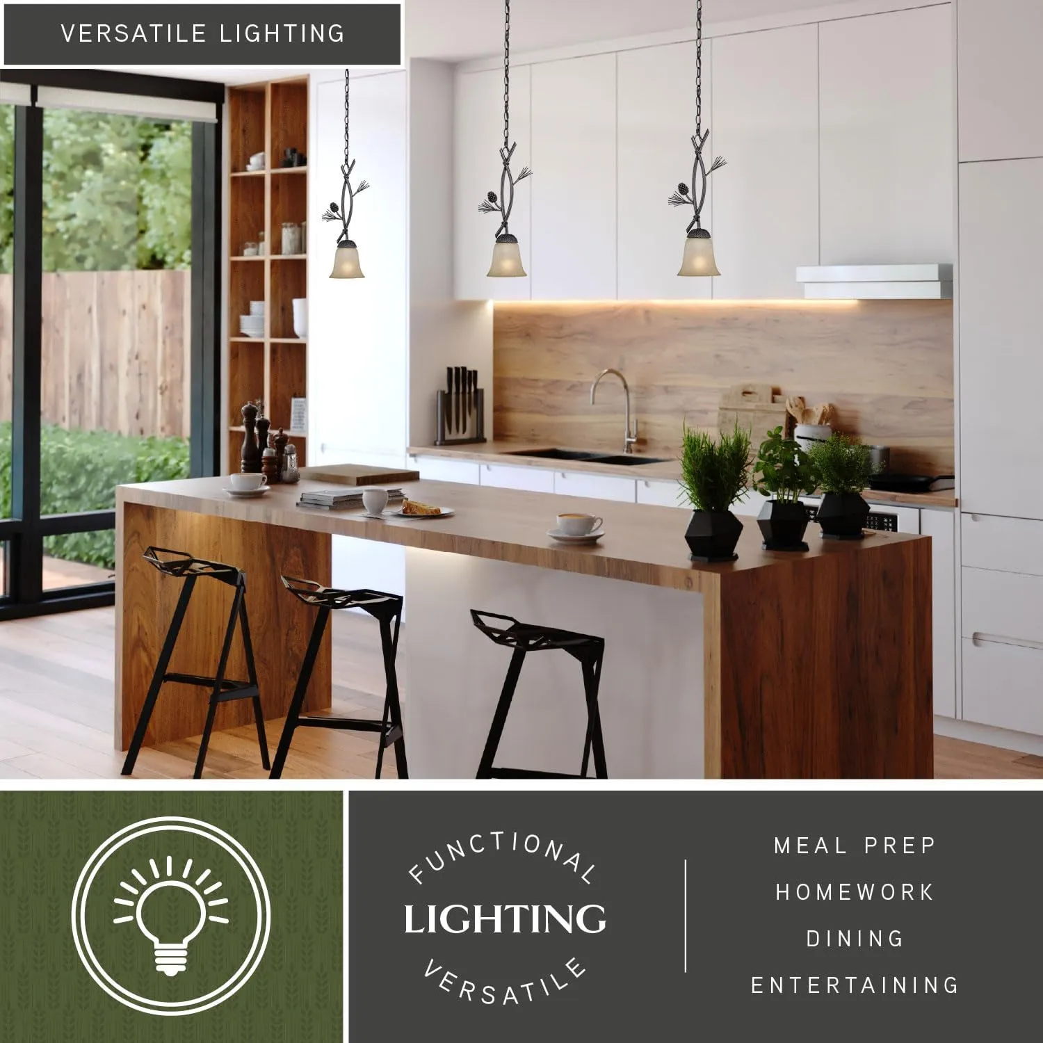 VAXCEL Sierra Bronze Rustic Pinecone Mini Pendant Ceiling Light