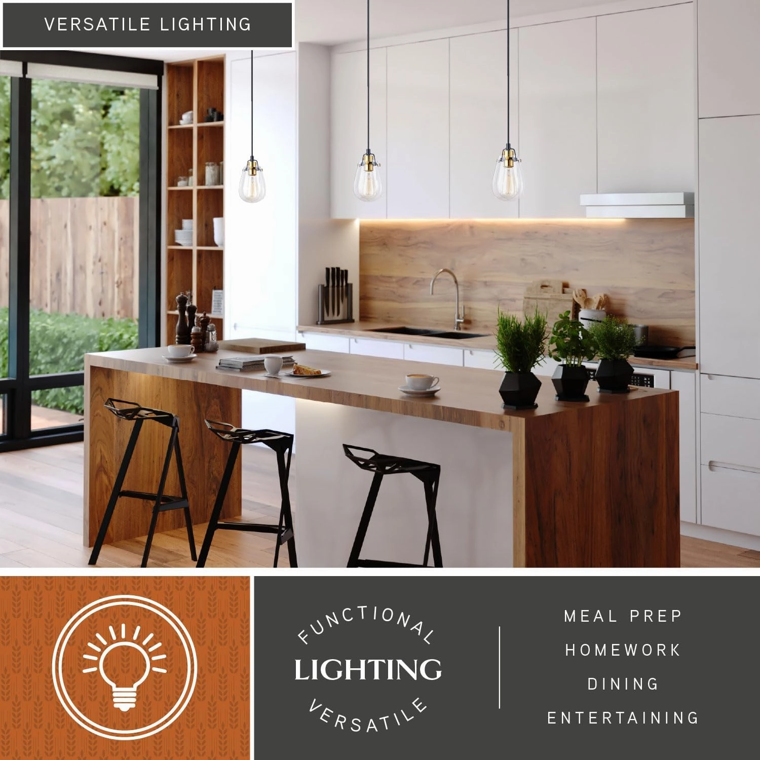 VAXCEL Kassidy Black and Brass Industrial Teardrop Mini Pendant Ceiling Light Clear Glass