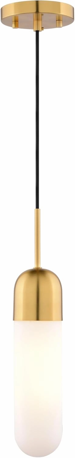 VAXCEL Thalia Gold Brass Contemporary Mini Pendant Ceiling Light White Pill Glass