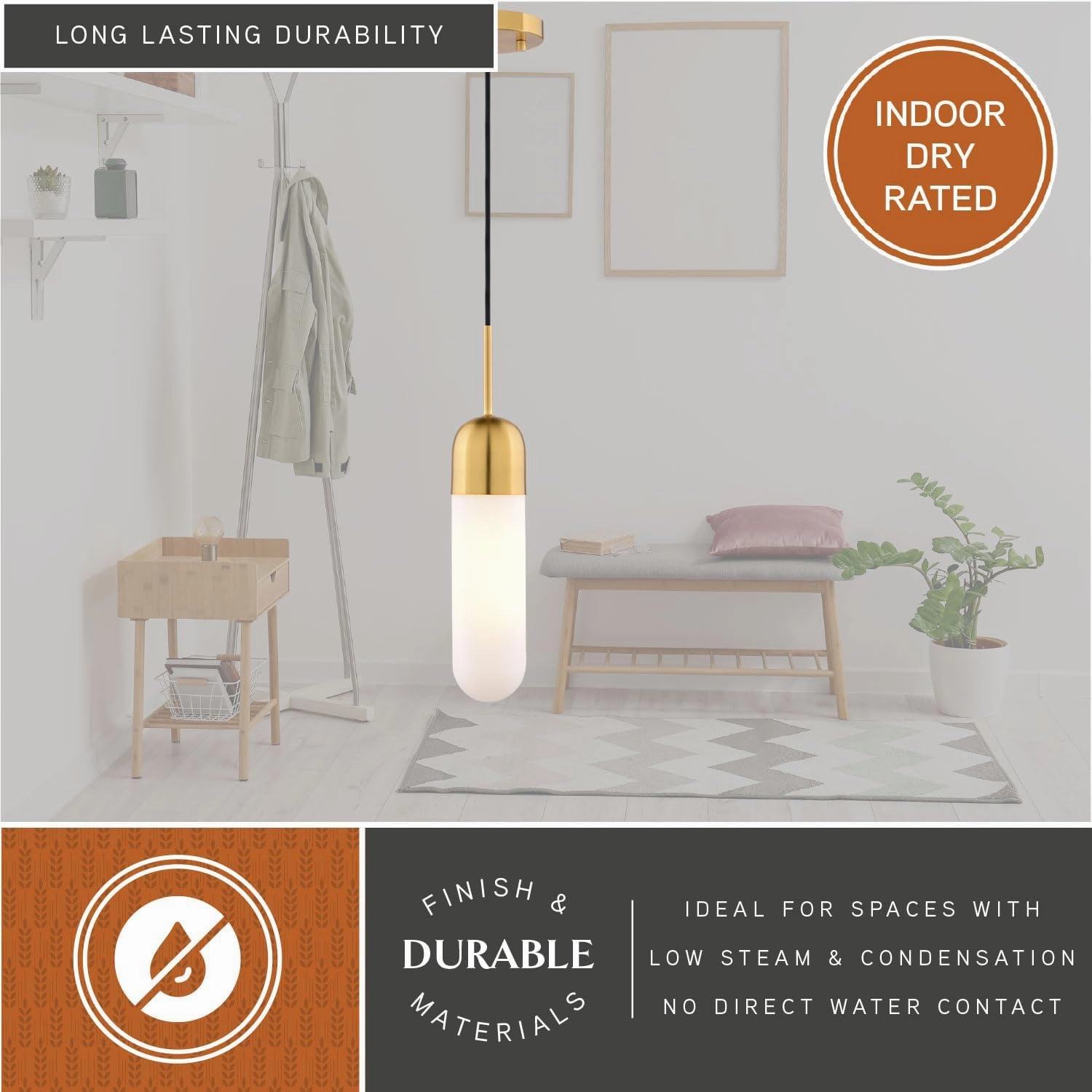VAXCEL Thalia Gold Brass Contemporary Mini Pendant Ceiling Light White Pill Glass