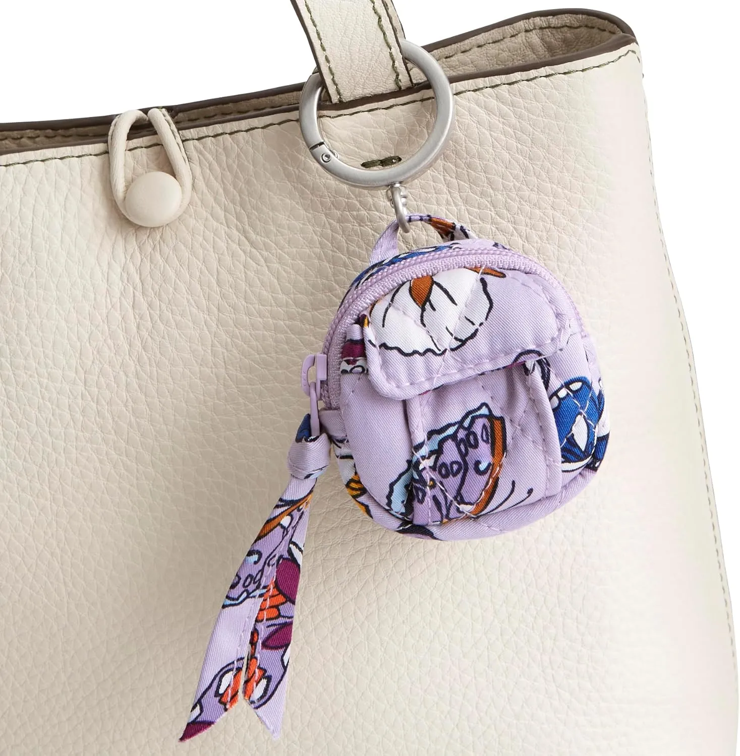 Vera Bradley Women's Premium Cotton Original Backpack Bag Charm, Wing in Flight, One Size