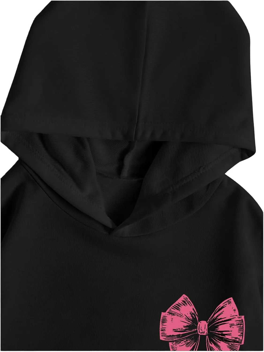 Verdusa Girl's Bow Letter Graphic Hoodie Lightweight Sweatshirts Cute Long Sleeve Pullover Top