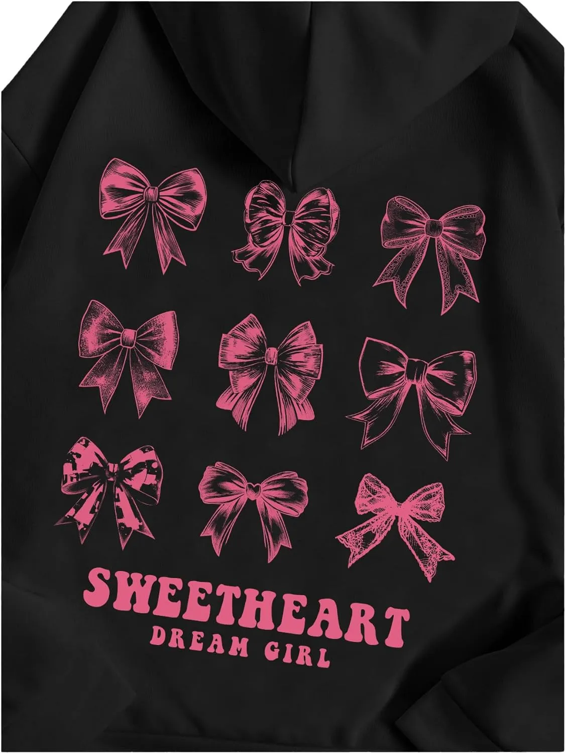 Verdusa Girl's Bow Letter Graphic Hoodie Lightweight Sweatshirts Cute Long Sleeve Pullover Top