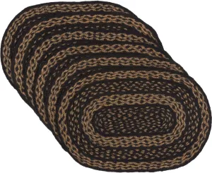 VHC Brands Classic Country Primitive Tabletop & Kitchen-Farmhouse Jute Black Placemat Set of 6, 12" x 18"