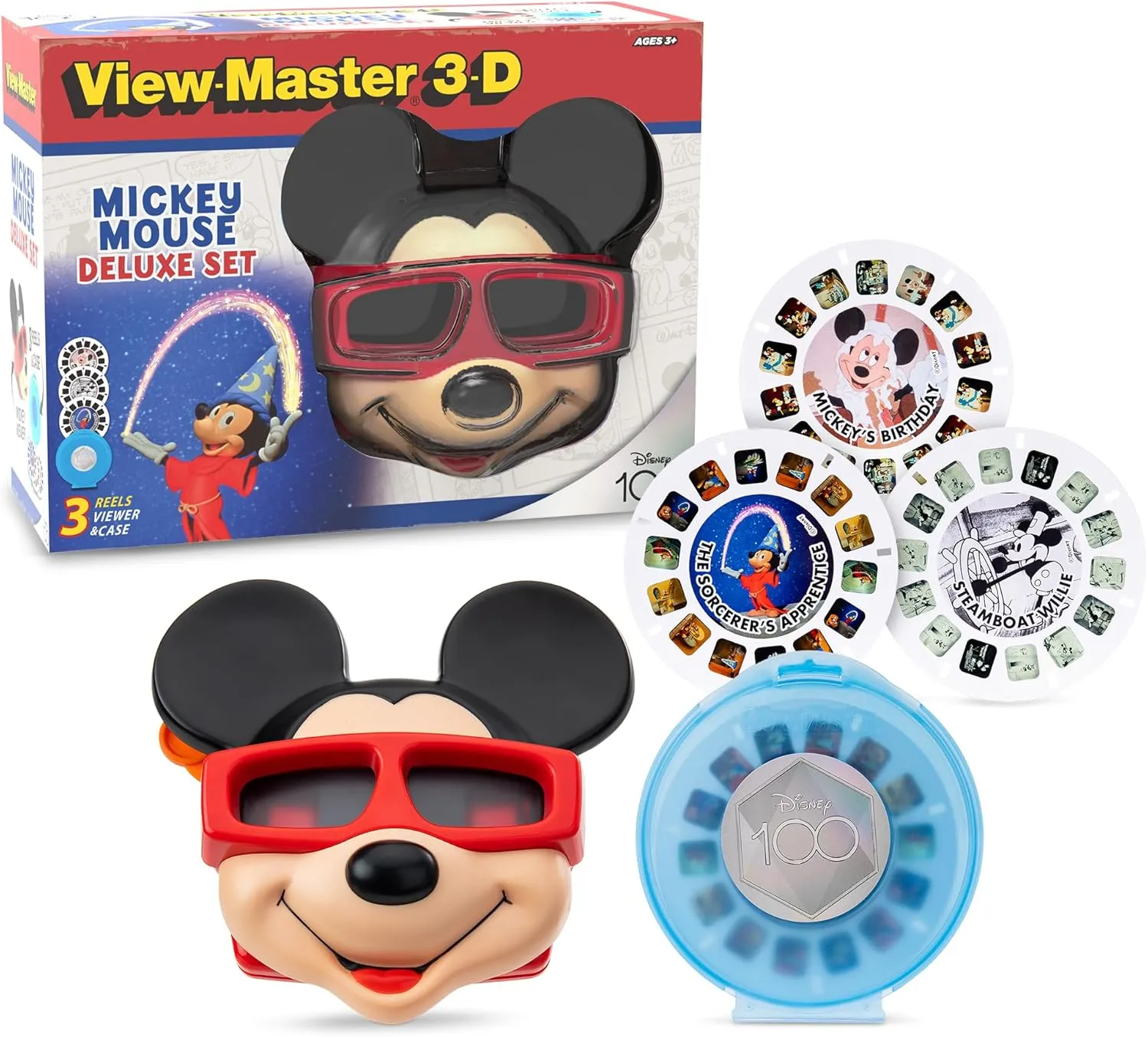 View Master Mickey Mouse Deluxe Set, Disney 100 Edition - STEM, Retro, Fun Learning Toy for Kids and Adults, Toddlers, Ages 3 
