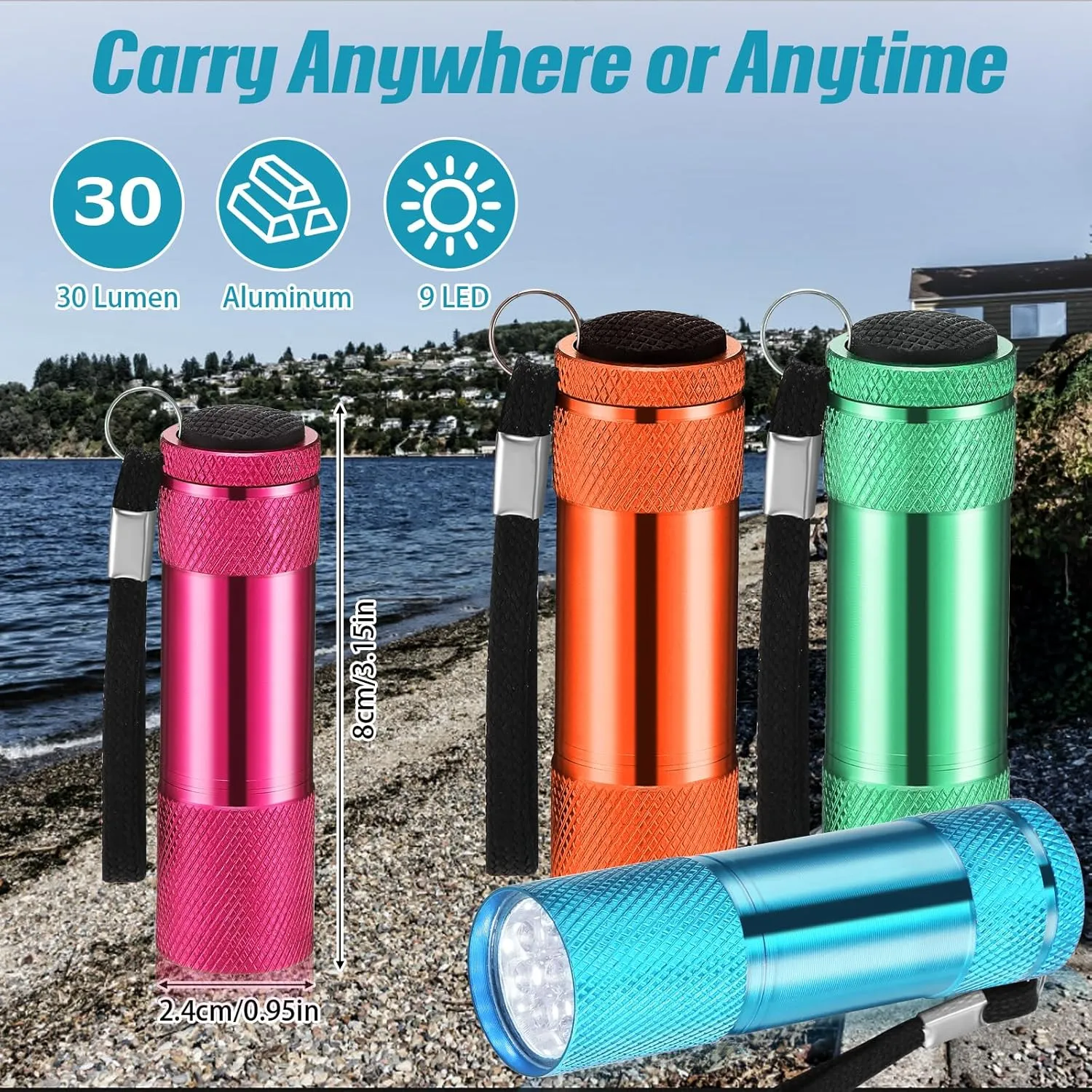 VIHOSE 48 Pcs Mini Flashlights Bulk, Bright Aluminum Handheld Flash Light with Lanyard, Small LED Flashlights for Kids Night Reading Emergency Hurricane Camping Hiking Party Favors(Multicolor)