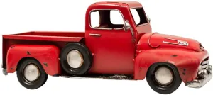 VILLAGE GIFT IMPORTERS Rustic Farmhouse-Style Decorative Red Pickup Truck | Set on Flat Surface in Your Office, Home, or Garage | Christmas Tree Farm Truck 16" x 5.5" x 6.5"