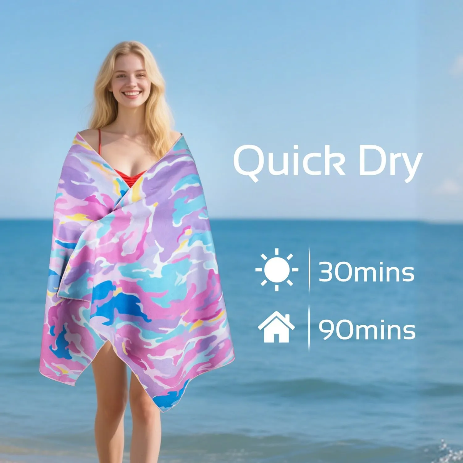 Vimorco Quick Dry Beach Towel Set of 2 -Sand Free Absorbent Microfiber Towels 72"x31" Swim Pool Camping Beach Accessories Oversized Beach Towel Set for Girls Women Adults Travel Vacation Essentials