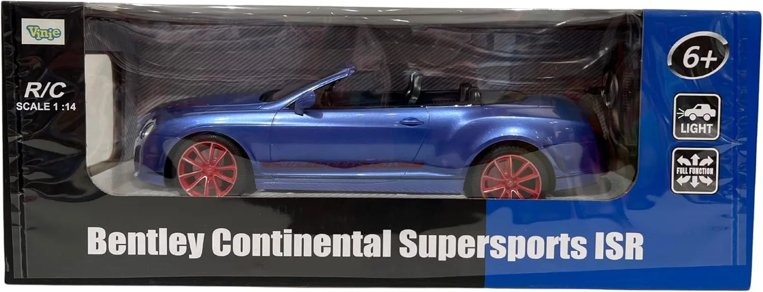 Vinie Remote Control Car for Boys, RC Cars Bentley GT Supersport (Ragtop), 1:14 Scale Officially Licensed Kids Toys, Drift Car with Led Lights, 4 5 6 7 8 9 10 11 12 Year Old Boy Birthday Gift (Black)