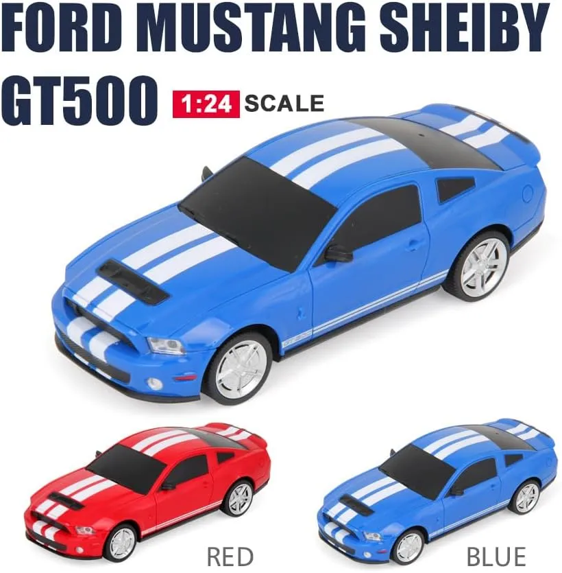 Vinie Remote Control Car for Boys, RC Cars Ford Mustang GT500, 1:24 Scale Officially Licensed Kids Toys, Drift Car with Cool Led Lights, 4 5 6 7 8 9 10 11 12 Year Old Boy Birthday Gift (Blue)