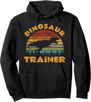 Vintage Dinosaur Trainer Halloween Costume Retro Sunset Dino Pullover Hoodie