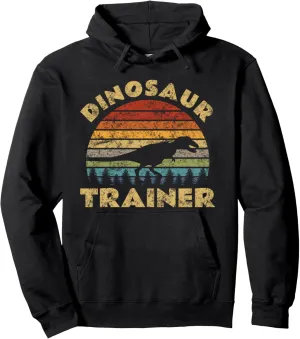 Vintage Dinosaur Trainer Halloween Costume Retro Sunset Dino Pullover Hoodie