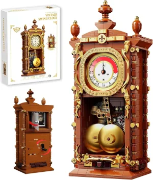Vintage Mechanical Pendulum Clock Building Set, STEM Educational Toy with Real Functional Timepiece & Moving Gears, Home Decor & Housewarmings Gift for Man Woman & Adults Kids Ages 6  (751 PCS)