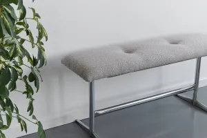 Vintage Tubular Chrome Bench with Boucle Fabric