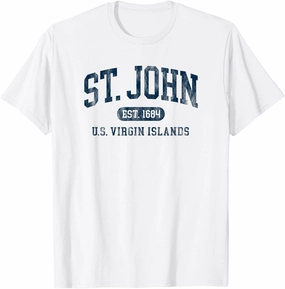 Vintage St John USVI Est 1684 Mens Souvenir Throwback T-Shirt