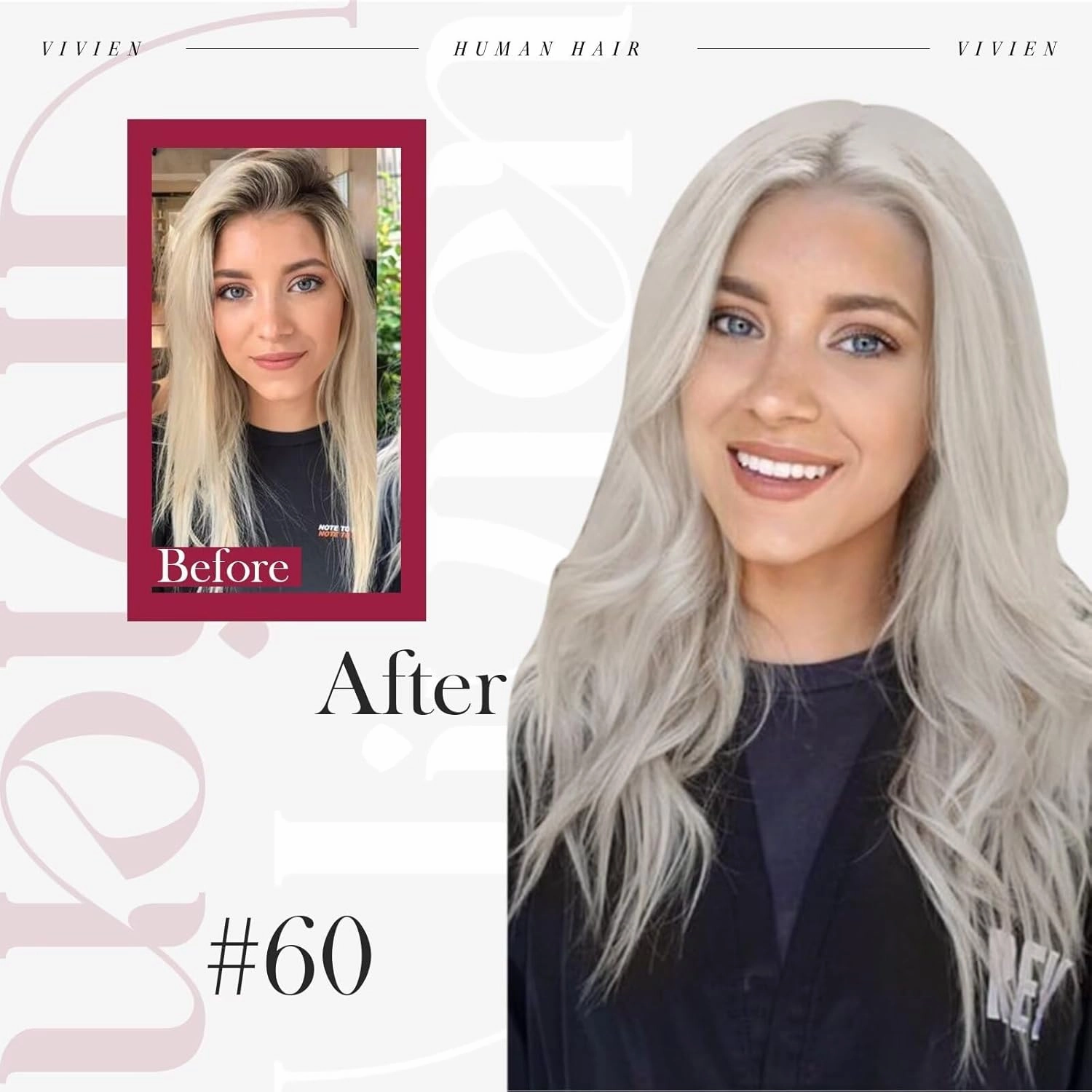 Vivien Human Hair Clip in Extensions Blonde Invisible Clip in Hair Extensions Human Hair Platinum Blonde Remy Smooth 10 Inch 80g 5pcs